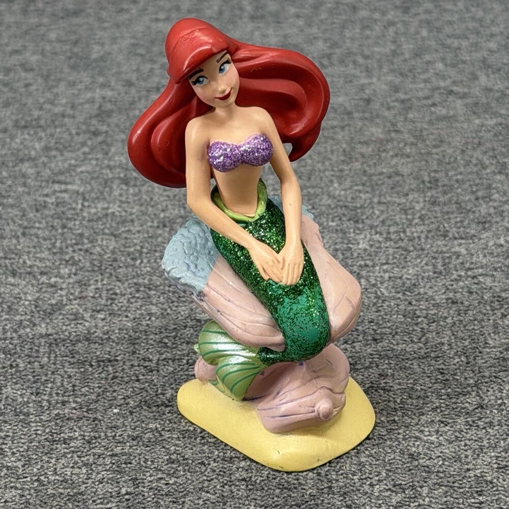 Disney Little Mermaid Ariel Sitting On Rock PVC Toy Figurine Cake Topper 3.5"